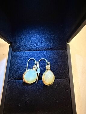 Gold Teardrop Opal-Look Dangle Earrings - Elegant Women's Jewelry